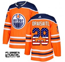 Dětský Dres Edmonton Oilers Leon Draisaitl 29 USA Flag Fashion Oranžová Authentic