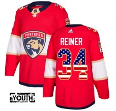 Dětský Dres Florida Panthers James Reimer 34 USA Flag Fashion Červená Authentic