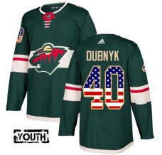 Dětský Dres Minnesota Wild Devan Dubnyk 40 USA Flag Fashion Zelená Authentic