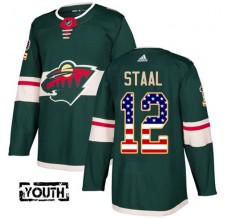 Dětský Dres Minnesota Wild Eric Staal 12 USA Flag Fashion Zelená Authentic