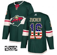 Dětský Dres Minnesota Wild Jason Zucker 16 USA Flag Fashion Zelená Authentic