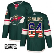 Dětský Dres Minnesota Wild Mikael Granlund 64 USA Flag Fashion Zelená Authentic