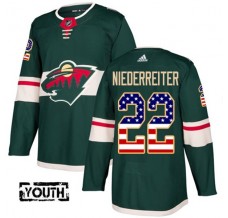 Dětský Dres Minnesota Wild Nino Niederreiter 22 USA Flag Fashion Zelená Authentic