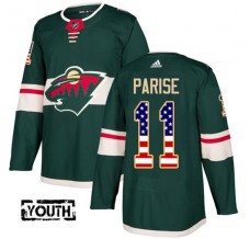 Dětský Dres Minnesota Wild Zach Parise 11 USA Flag Fashion Zelená Authentic