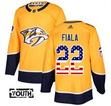 Dětský Dres Nashville Predators Kevin Fiala 22 USA Flag Fashion Zlatá Authentic