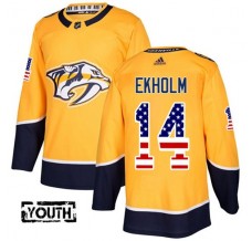 Dětský Dres Nashville Predators Mattias Ekholm 14 USA Flag Fashion Zlatá Authentic