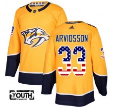 Dětský Dres Nashville Predators Viktor Arvidsson 33 USA Flag Fashion Zlatá Authentic