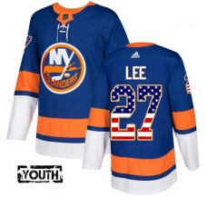 Dětský Dres New York Islanders Anders Lee 27 USA Flag Fashion Modrá Authentic