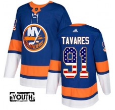 Dětský Dres New York Islanders John Tavares 91 USA Flag Fashion Modrá Authentic