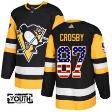 Dětský Dres Pittsburgh Penguins Sidney Crosby 87 USA Flag Fashion Černá Authentic