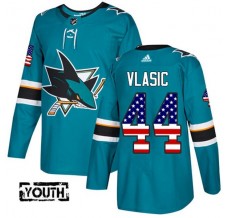 Dětský Dres San Jose Sharks Marc-Edouard Vlasic 44 USA Flag Fashion Tyrkysová Authentic