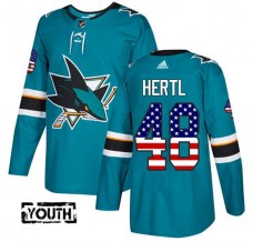 Dětský Dres San Jose Sharks Tomas Hertl 48 USA Flag Fashion Tyrkysová Authentic