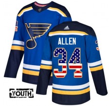 Dětský Dres St. Louis Blues Jake Allen 34 USA Flag Fashion Modrá Authentic