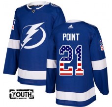 Dětský Dres Tampa Bay Lightning Brayden Point 21 USA Flag Fashion Modrá Authentic