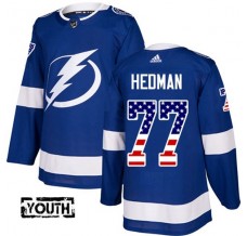 Dětský Dres Tampa Bay Lightning Victor Hedman 77 USA Flag Fashion Modrá Authentic