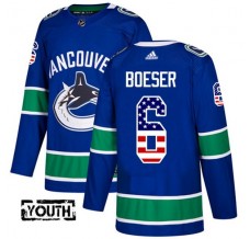 Dětský Dres Vancouver Canucks Brock Boeser 6 USA Flag Fashion Modrá Authentic