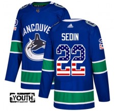 Dětský Dres Vancouver Canucks Daniel Sedin 22 USA Flag Fashion Modrá Authentic