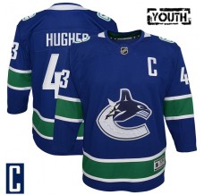 Dětský Dres Vancouver Canucks Quinn Hughes 43 Captain Patch Modrá Premier Domácí