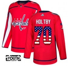 Dětský Dres Washington Capitals Braden Holtby 70 USA Flag Fashion Červená Authentic