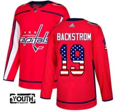 Dětský Dres Washington Capitals Nicklas Backstrom 19 USA Flag Fashion Červená Authentic