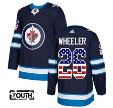 Dětský Dres Winnipeg Jets Blake Wheeler 26 USA Flag Fashion Námořnická Modrá Authentic