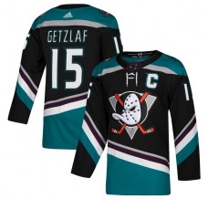Pánské Dres Anaheim Ducks Ryan Getzlaf 15 2018-19 Captain Patch Černá Tyrkysová Authentic