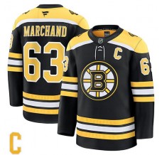 Pánské Dres Boston Bruins Brad Marchand 63 Captain Patch Černá Premium Domácí