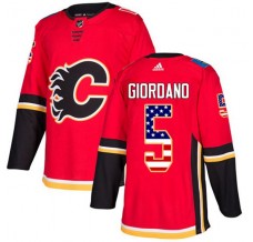 Pánské Dres Calgary Flames Mark Giordano 5 USA Flag Fashion Červená Authentic