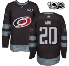 Pánské Dres Carolina Hurricanes Sebastian Aho 20 1917-2017 100th Anniversary Patch Černá Authentic