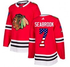 Pánské Dres Chicago Blackhawks Brent Seabrook 7 USA Flag Fashion Červená Authentic
