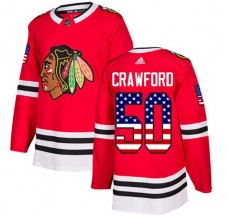 Pánské Dres Chicago Blackhawks Corey Crawford 50 USA Flag Fashion Červená Authentic