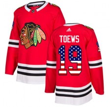 Pánské Dres Chicago Blackhawks Jonathan Toews 19 USA Flag Fashion Červená Authentic