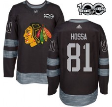 Pánské Dres Chicago Blackhawks Marian Hossa 81 1917-2017 100th Anniversary Patch Černá Authentic