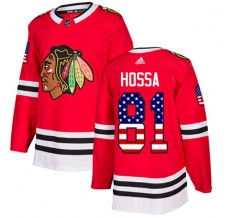 Pánské Dres Chicago Blackhawks Marian Hossa 81 USA Flag Fashion Červená Authentic