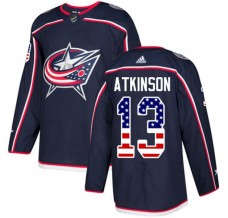Pánské Dres Columbus Blue Jackets Cam Atkinson 13 USA Flag Fashion Námořnická Modrá Authentic