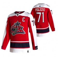 Pánské Dres Columbus Blue Jackets Nick Foligno 71 2020-21 Reverse Retro Červená Authentic
