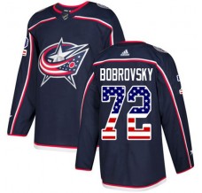 Pánské Dres Columbus Blue Jackets Sergei Bobrovsky 72 USA Flag Fashion Námořnická Modrá Authentic