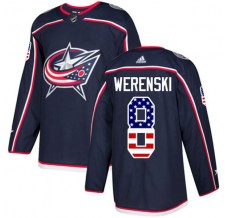Pánské Dres Columbus Blue Jackets Zach Werenski 8 USA Flag Fashion Námořnická Modrá Authentic