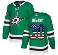 Pánské Dres Dallas Stars Ben Bishop 30 USA Flag Fashion Svěže Zelená Authentic