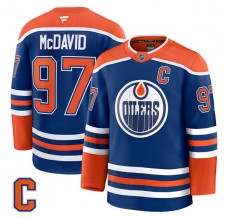 Pánské Dres Edmonton Oilers Connor McDavid 97 Captain Patch Královská Modrá Premium Domácí