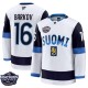 Pánské Dres Finsko Aleksander Barkov 16 2025 4 Nations Face-Off Patch Bílá Premium Venkovní