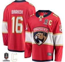 Pánské Dres Florida Panthers Aleksander Barkov 16 2024 Stanley Cup Champions Captain Patches Červená Breakaway Domácí
