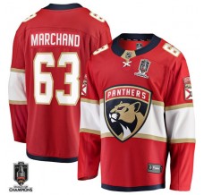 Pánské Dres Florida Panthers Brad Marchand 63 2025 Stanley Cup Champions Patch Červená Breakaway Domácí