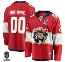 Pánské Dres Florida Panthers Custom 2025 Stanley Cup Champions Patch Červená Breakaway Domácí