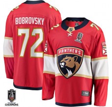 Pánské Dres Florida Panthers Sergei Bobrovsky 72 2024 Stanley Cup Champions Patch Červená Breakaway Domácí