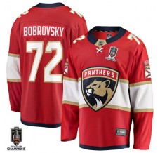 Pánské Dres Florida Panthers Sergei Bobrovsky 72 2025 Stanley Cup Champions Patch Červená Breakaway Domácí
