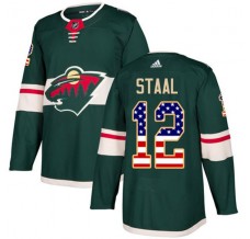 Pánské Dres Minnesota Wild Eric Staal 12 USA Flag Fashion Zelená Authentic
