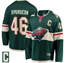 Pánské Dres Minnesota Wild Jared Spurgeon 46 Captain Patch Zelená Breakaway Domácí