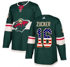 Pánské Dres Minnesota Wild Jason Zucker 16 USA Flag Fashion Zelená Authentic