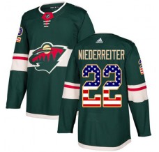 Pánské Dres Minnesota Wild Nino Niederreiter 22 USA Flag Fashion Zelená Authentic